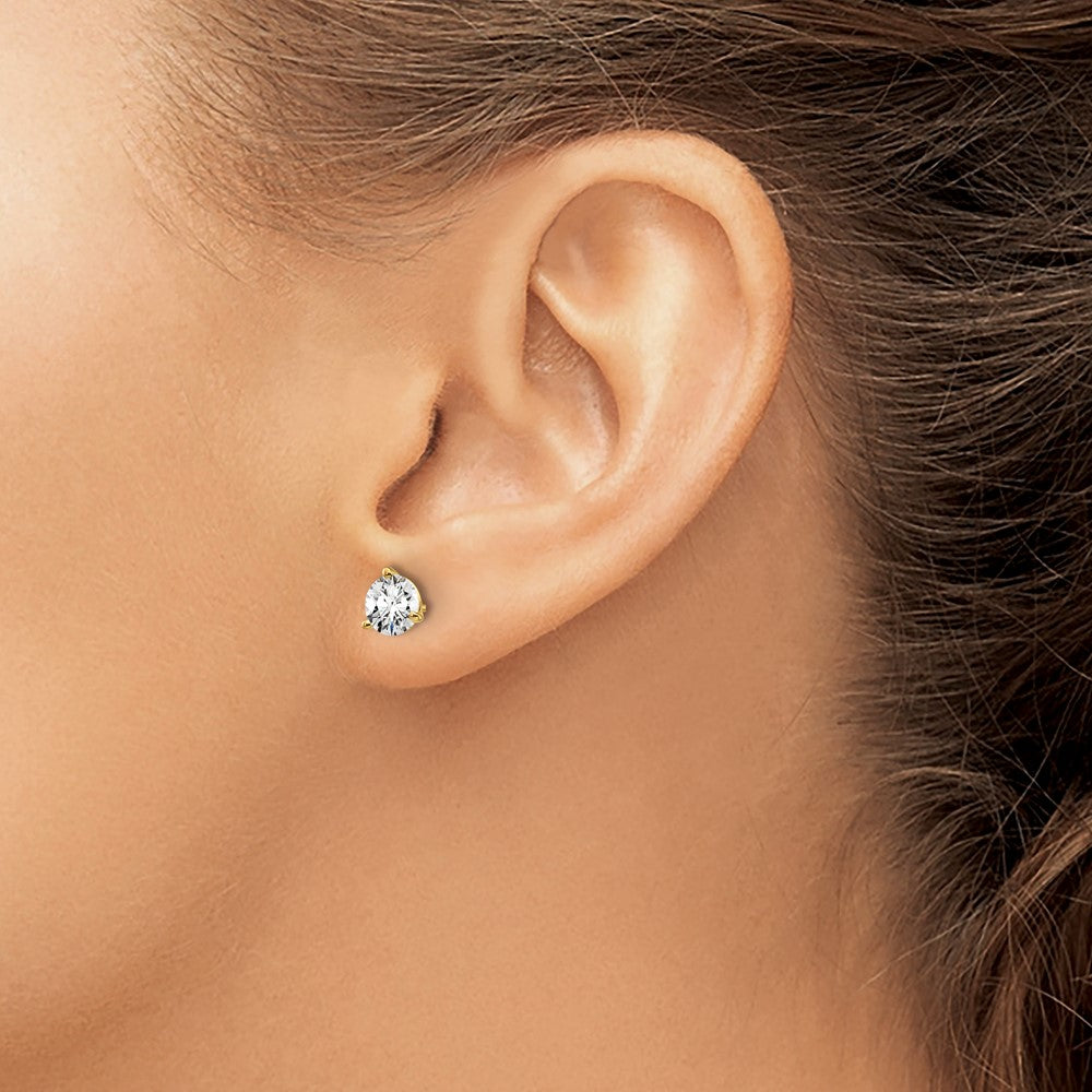 14ky 1 ctw Cert Lab Grown Dia VS+ F+ Round 3 Prong Hvy Wt ScrewBk Earring-EM1007S-100C-LD