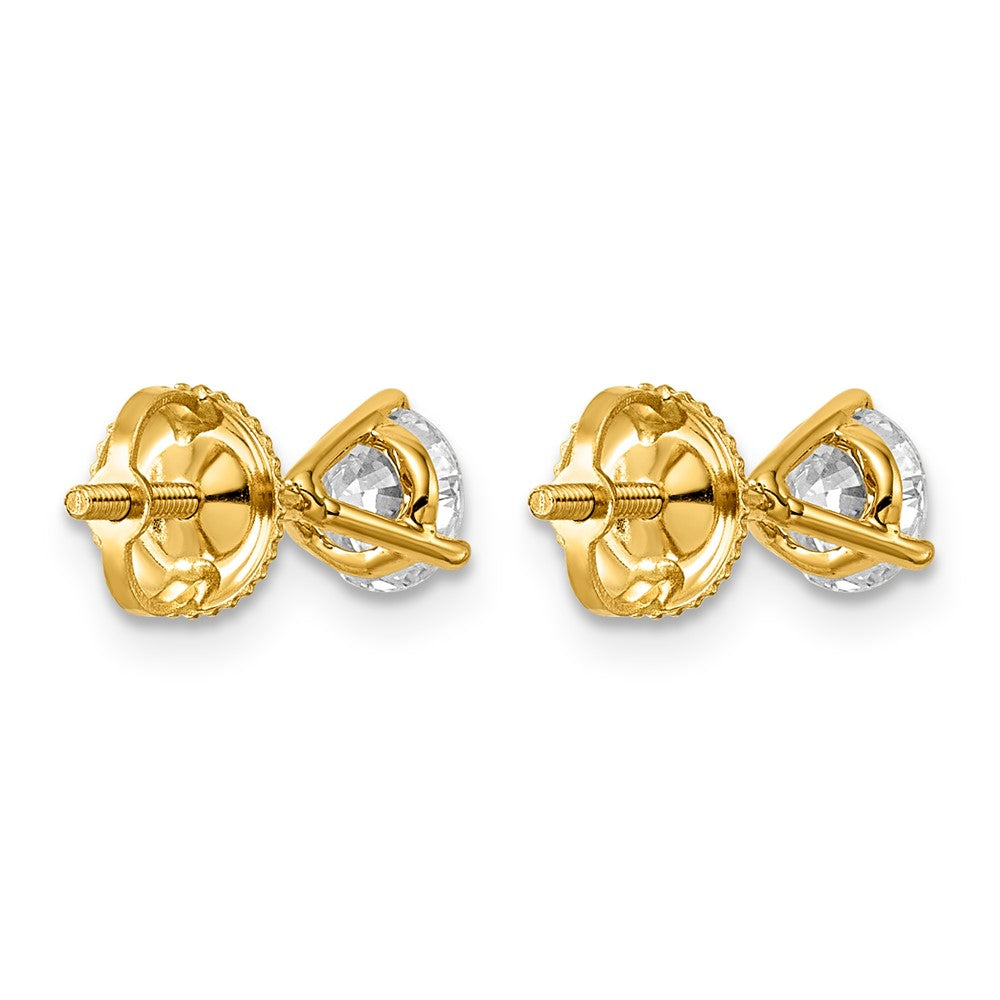 14ky 1 ctw Cert Lab Grwn Dia VS/SI+ G+ Round 3 Prong Hvy Wt ScrewBk Earring-EM1007S-100C-LG