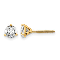 14ky 1 ctw Cert Lab Grwn Dia VS/SI+ G+ Round 3 Prong Hvy Wt ScrewBk Earring-EM1007S-100C-LG