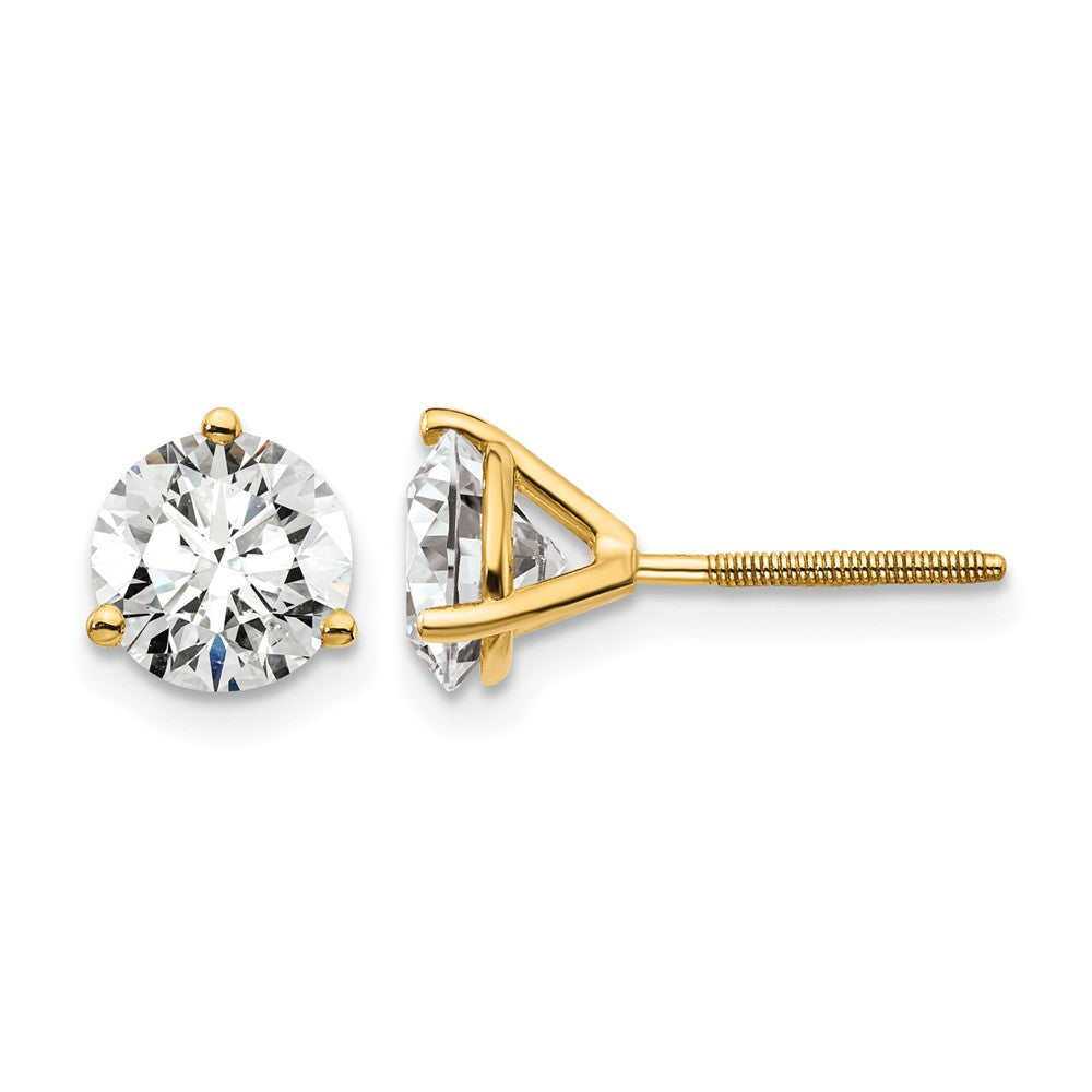 14ky 2 ctw Cert Lab Grwn Dia VS/SI+ G+ Round 3 Prong Hvy Wt ScrewBk Earring-EM1007S-200C-LG
