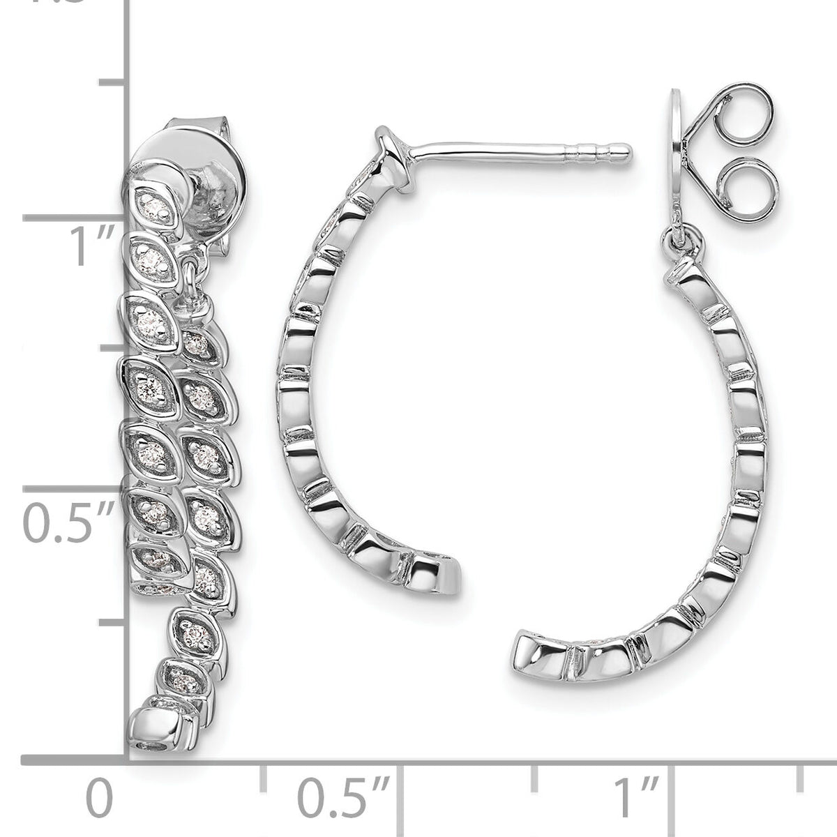 14K White Gold Polished Diamond Front and Back Dangle Earrings-EM10173-021-WAA