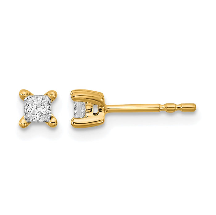 14ky 1/4 ctw Cert Lab Grown Dia VS+ F+ Princess 4 Prong Hvy Wt Earring-EM1018-025C-LD