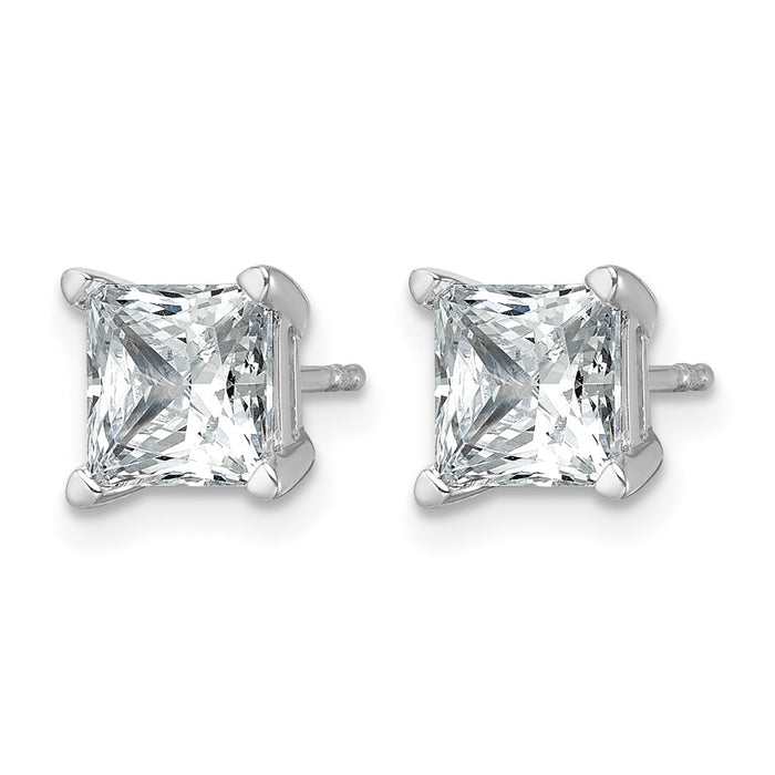 14kw 3 ctw Cert Lab Grown Dia VS+ F+ Princess 4 Prong Hvy Wt Earring-EM1018-300C-WLD