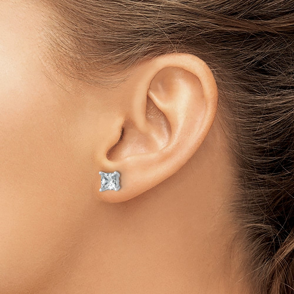 14kw 3 ctw Cert Lab Grown Dia VS/SI+ G+ Princess 4 Prong Hvy Wt Earring-EM1018-300C-WLG