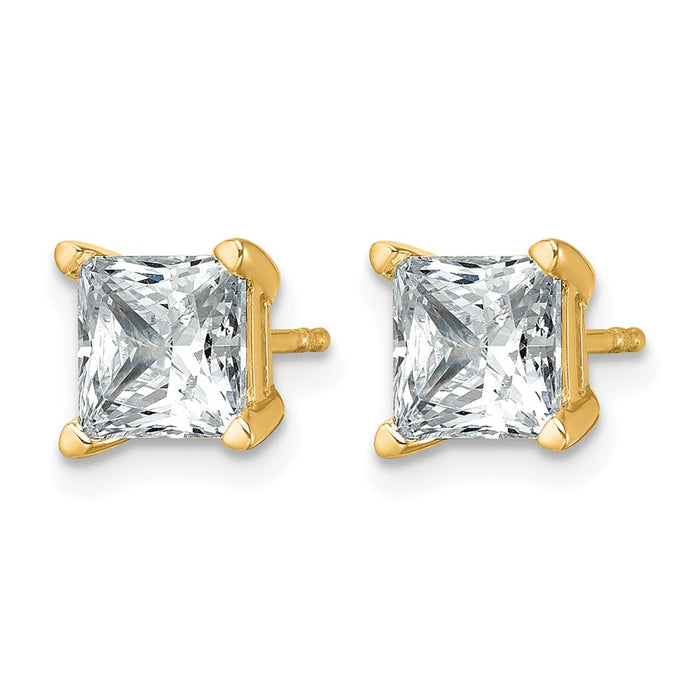 14ky 3 ctw Cert Lab Grown Dia VS+ F+ Princess 4 Prong Hvy Wt Earring-EM1018-300C-LD