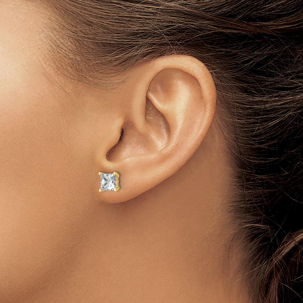 14ky 3 ctw Cert Lab Grown Dia VS/SI+ G+ Princess 4 Prong Hvy Wt Earring-EM1018-300C-LG