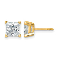 14ky 3 ctw Cert Lab Grown Dia VS/SI+ G+ Princess 4 Prong Hvy Wt Earring-EM1018-300C-LG