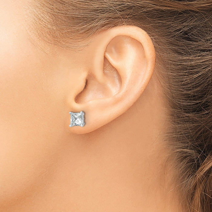 14kw 4 ctw Cert Lab Grown Dia VS+ F+ Princess 4 Prong Hvy Wt Earring-EM1018-400C-WLD