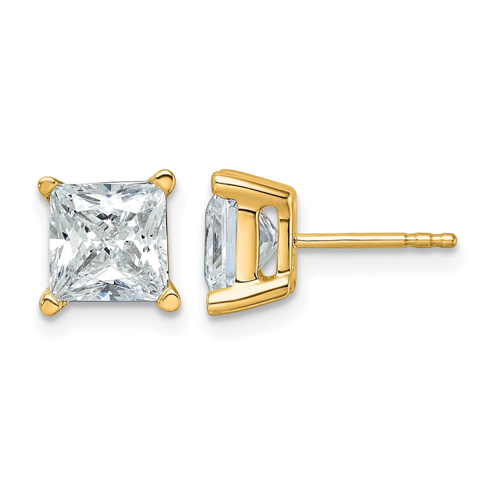 14ky 4 ctw Cert Lab Grown Dia VS/SI+ G+ Princess 4 Prong Hvy Wt Earring-EM1018-400C-LG