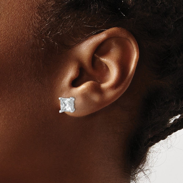 14kw 5 ctw Cert Lab Grown Dia VS/SI+ G+ Princess 4 Prong Hvy Wt Earring-EM1018-500C-WLG