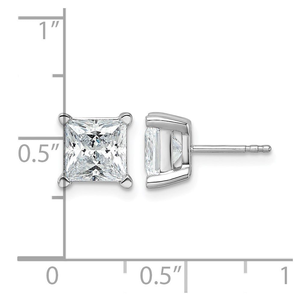 14kw 6 ctw Cert Lab Grown Dia VS/SI+ G+ Princess 4 Prong Hvy Wt Earring-EM1018-600C-WLG