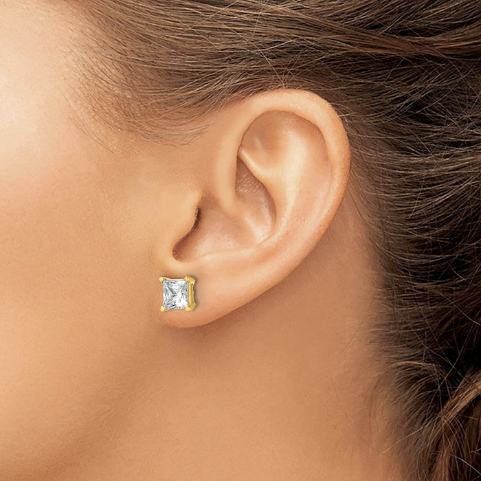 14ky 5 ctw Cert Lab Grown Dia VS+ F+ Princess 4 Prong Hvy Wt Earring-EM1018-500C-LD