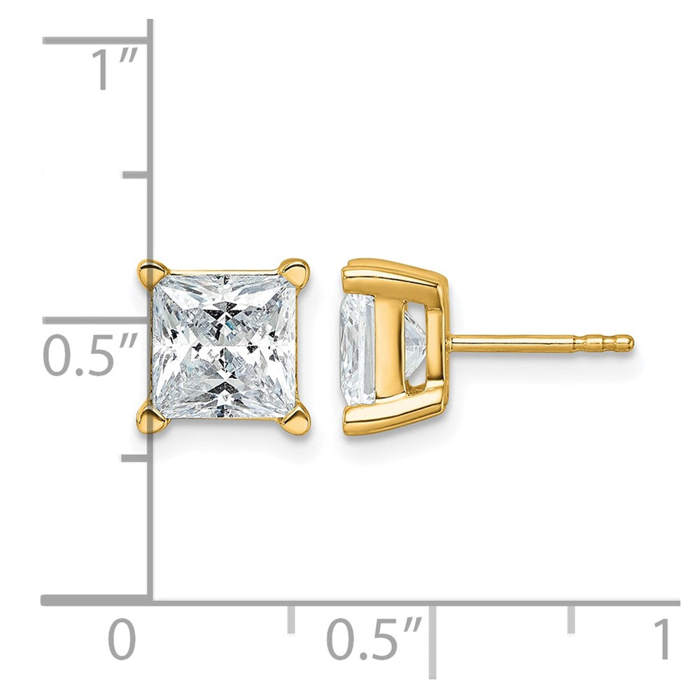 14ky 5 ctw Cert Lab Grown Dia VS/SI+ G+ Princess 4 Prong Hvy Wt Earring-EM1018-500C-LG