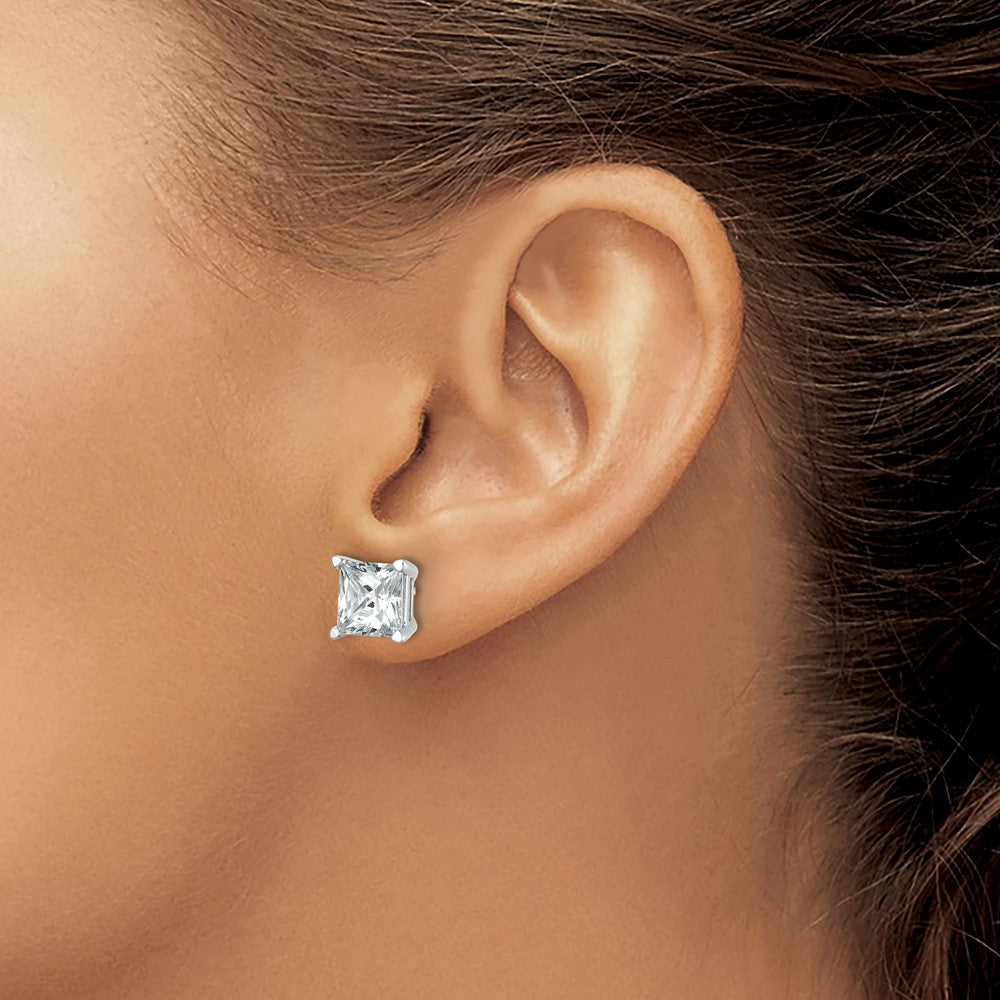 14kw 6 ctw Cert Lab Grown Dia VS/SI+ G+ Princess 4 Prong Hvy Wt Earring-EM1018-600C-WLG