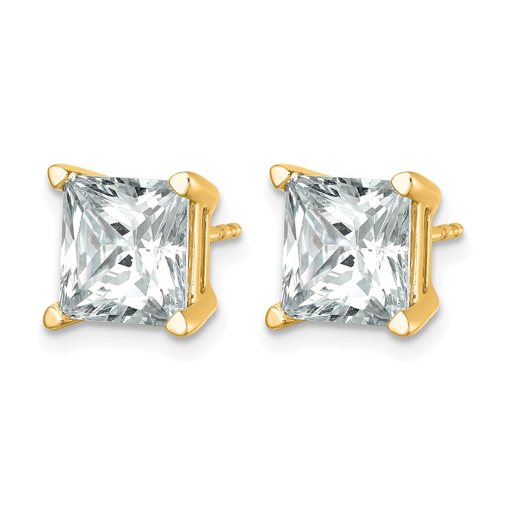 14ky 6 ctw Cert Lab Grown Dia VS/SI+ G+ Princess 4 Prong Hvy Wt Earring-EM1018-600C-LG