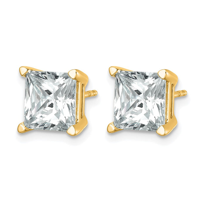 14ky 6 ctw Cert Lab Grown Dia VS/SI+ G+ Princess 4 Prong Hvy Wt Earring-EM1018-600C-LG