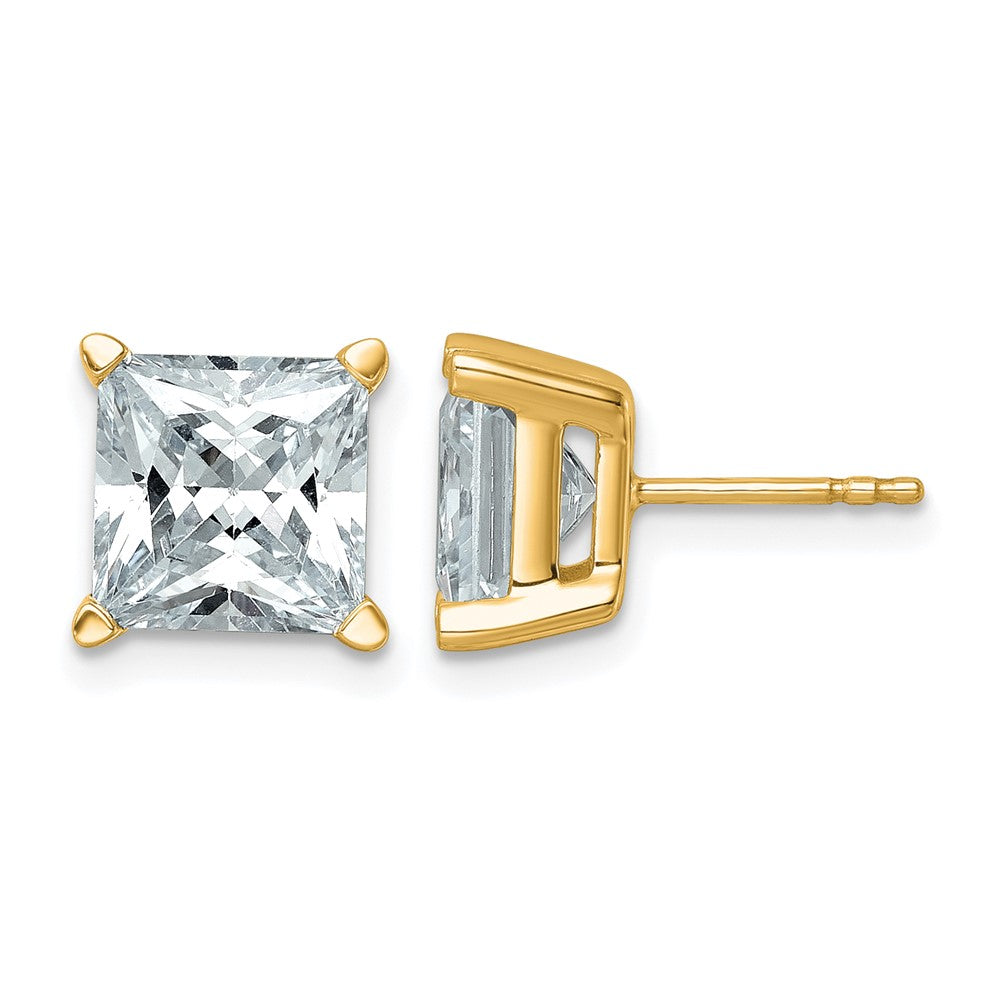 14ky 6 ctw Cert Lab Grown Dia VS/SI+ G+ Princess 4 Prong Hvy Wt Earring-EM1018-600C-LG