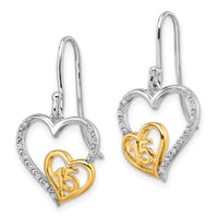14K Two-tone Polished Diamond Quinceanera Heart Dangle Earrings-EM10196-007-WYAA