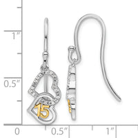 14K Two-tone Polished Diamond Quinceanera Double Heart Dangle Earrings-EM10198-010-WYAA