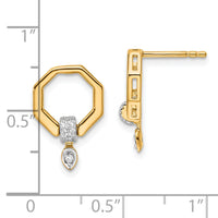 14K Polished Diamond Octagon Drop Post Earrings-EM10202-010-YAA