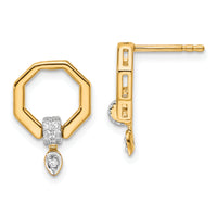 14K Polished Diamond Octagon Drop Post Earrings-EM10202-010-YAA