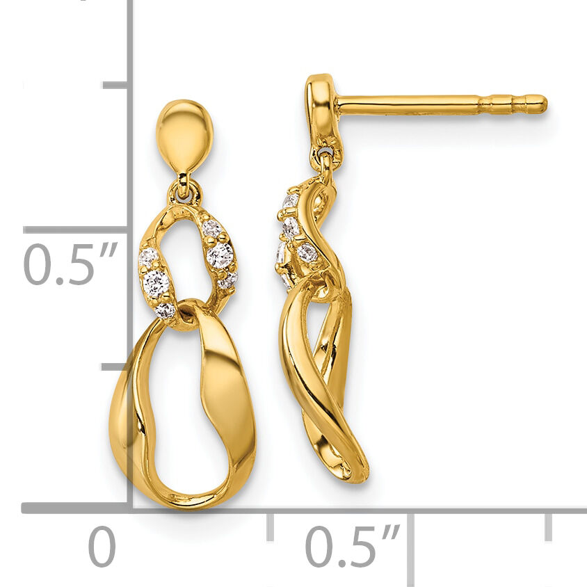14K Polished Diamond Wavy Oval Dangle Post Earrings-EM10206-007-YAA