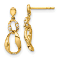 14K Polished Diamond Wavy Oval Dangle Post Earrings-EM10206-007-YAA