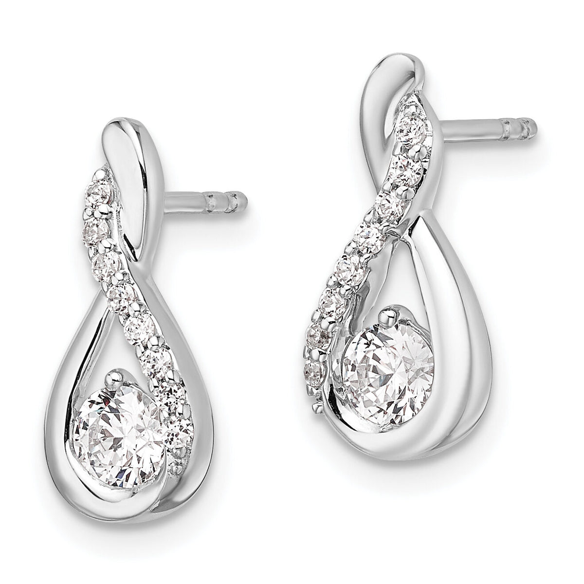 14K White Gold Polished Diamond Complete Tear-drop Post Earrings-EM10227-065-WAA