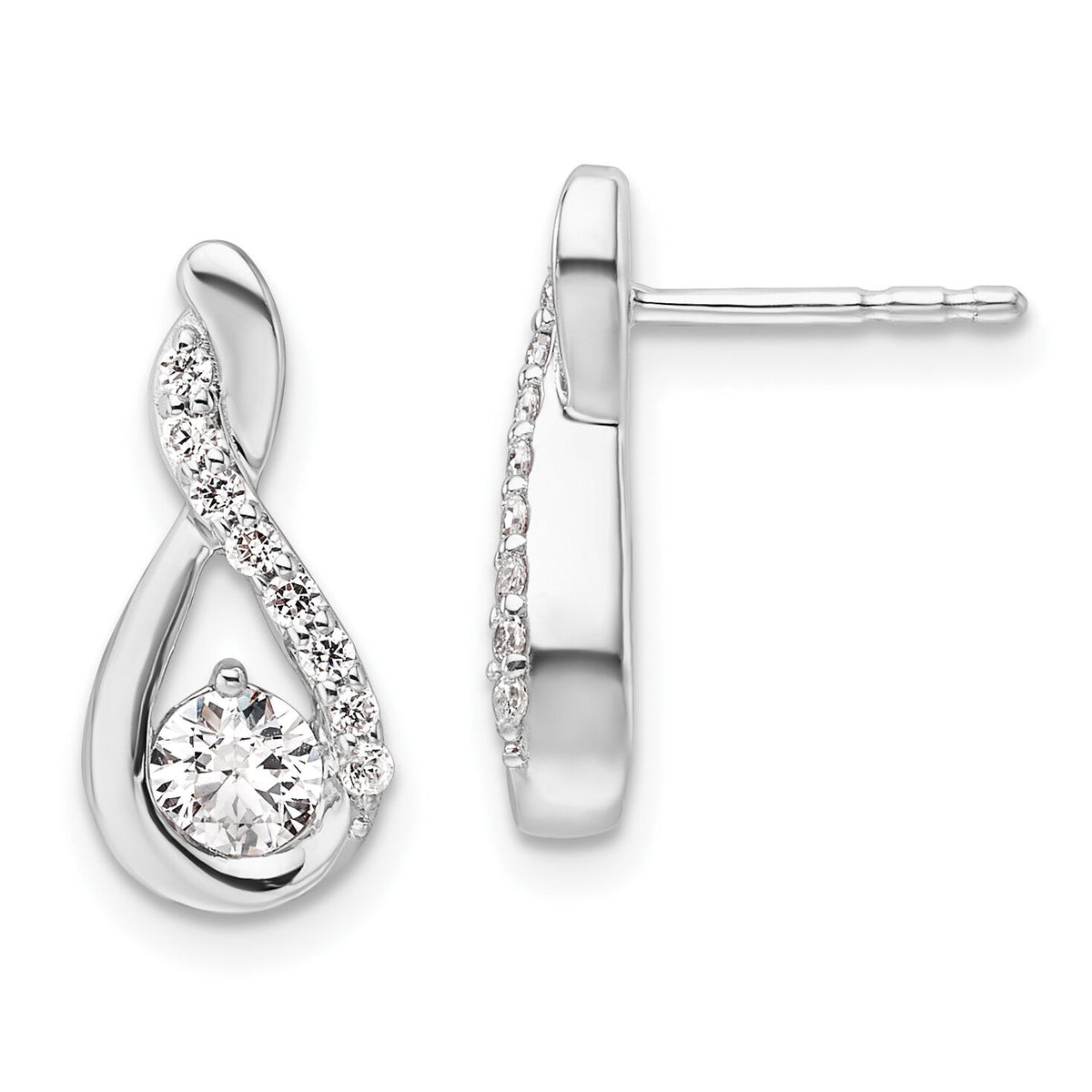 14K White Gold Polished Diamond Complete Tear-drop Post Earrings-EM10227-065-WAA
