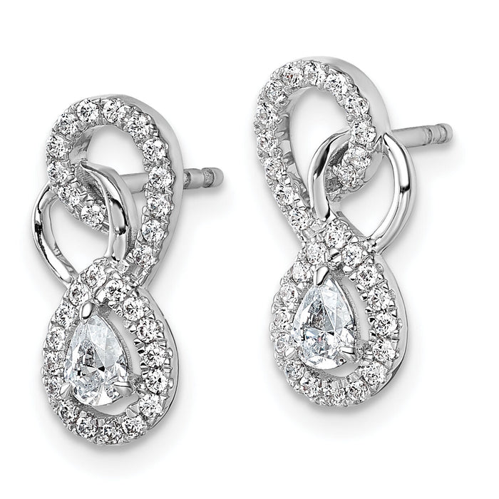 14K White Gold Polished Diamond Infinity Drop Post Earrings-EM10508-050-WAA