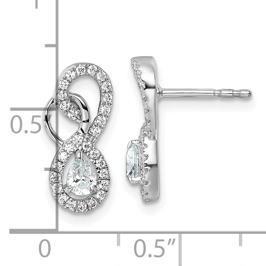 14K White Gold Polished Diamond Infinity Drop Post Earrings-EM10508-050-WAA