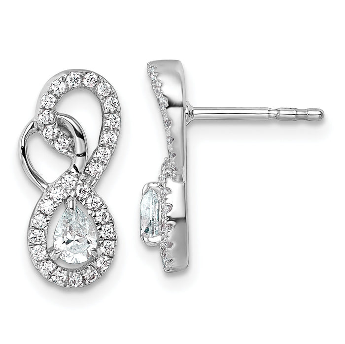 14K White Gold Polished Diamond Infinity Drop Post Earrings-EM10508-050-WAA