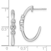 14K White Gold Polished Diamond Fashion J-Hoop Post Earrings-EM10799-040-WAA