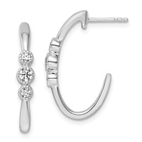 14K White Gold Polished Diamond Fashion J-Hoop Post Earrings-EM10799-040-WAA