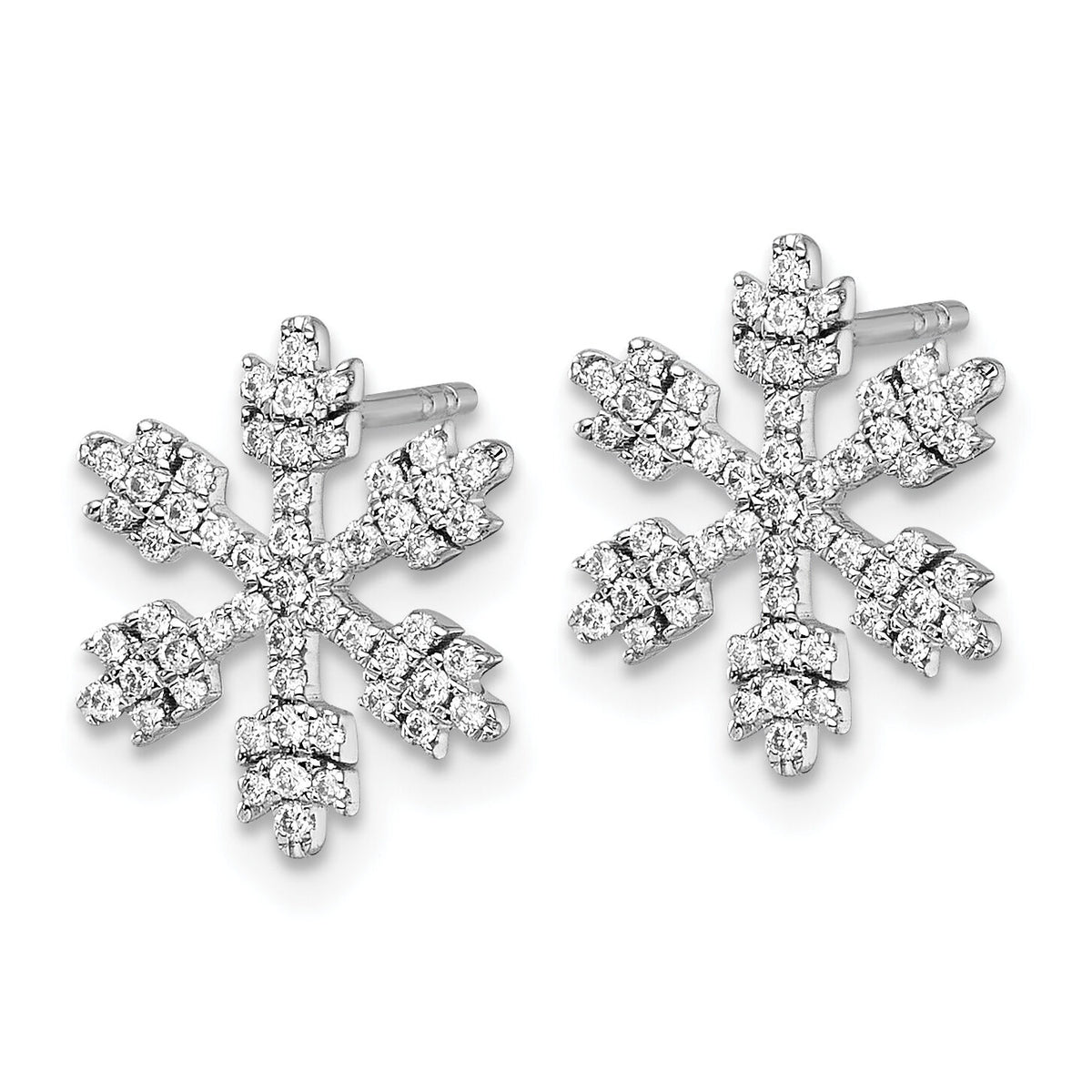 14k White Gold Snowflake Diamond Post Earrings-EM10807-050-WAA