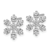 14k White Gold Snowflake Diamond Post Earrings-EM10807-050-WAA