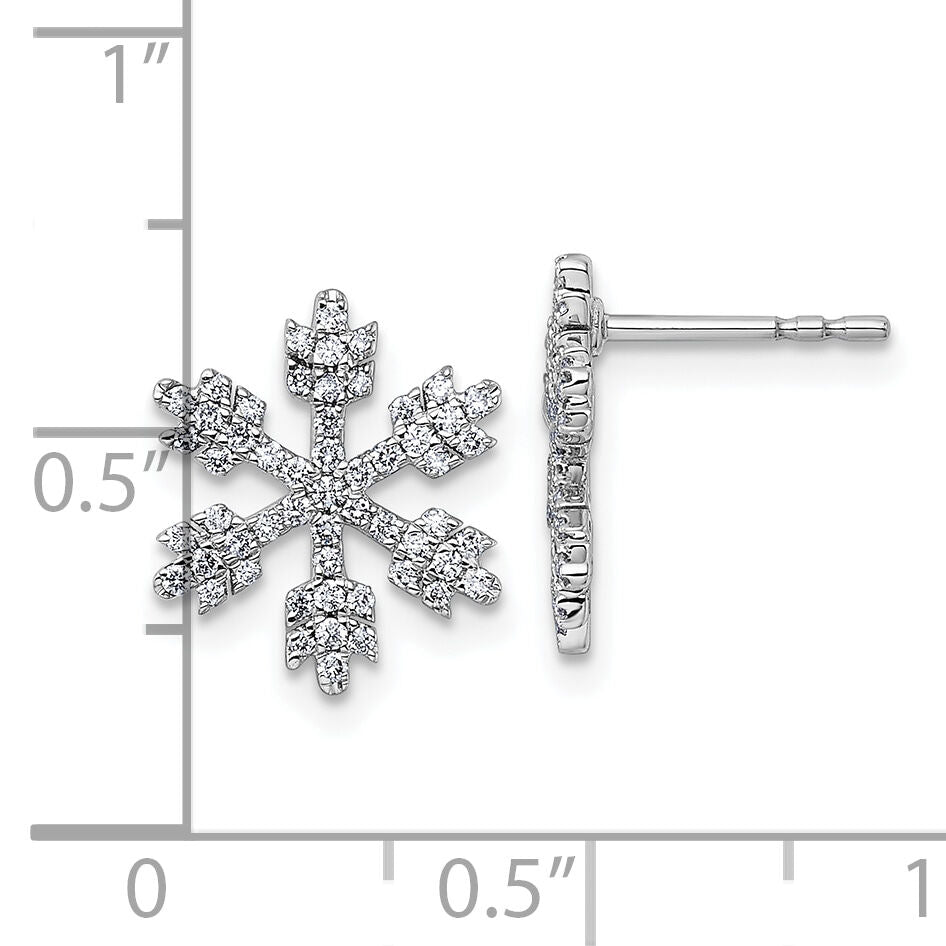 14k White Gold Snowflake Diamond Post Earrings-EM10807-050-WAA