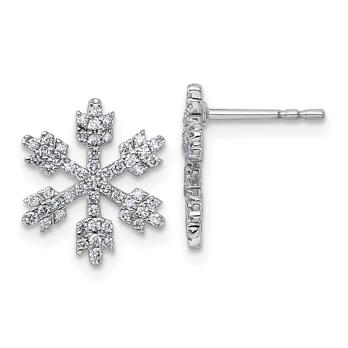 14k White Gold Snowflake Diamond Post Earrings-EM10807-050-WAA