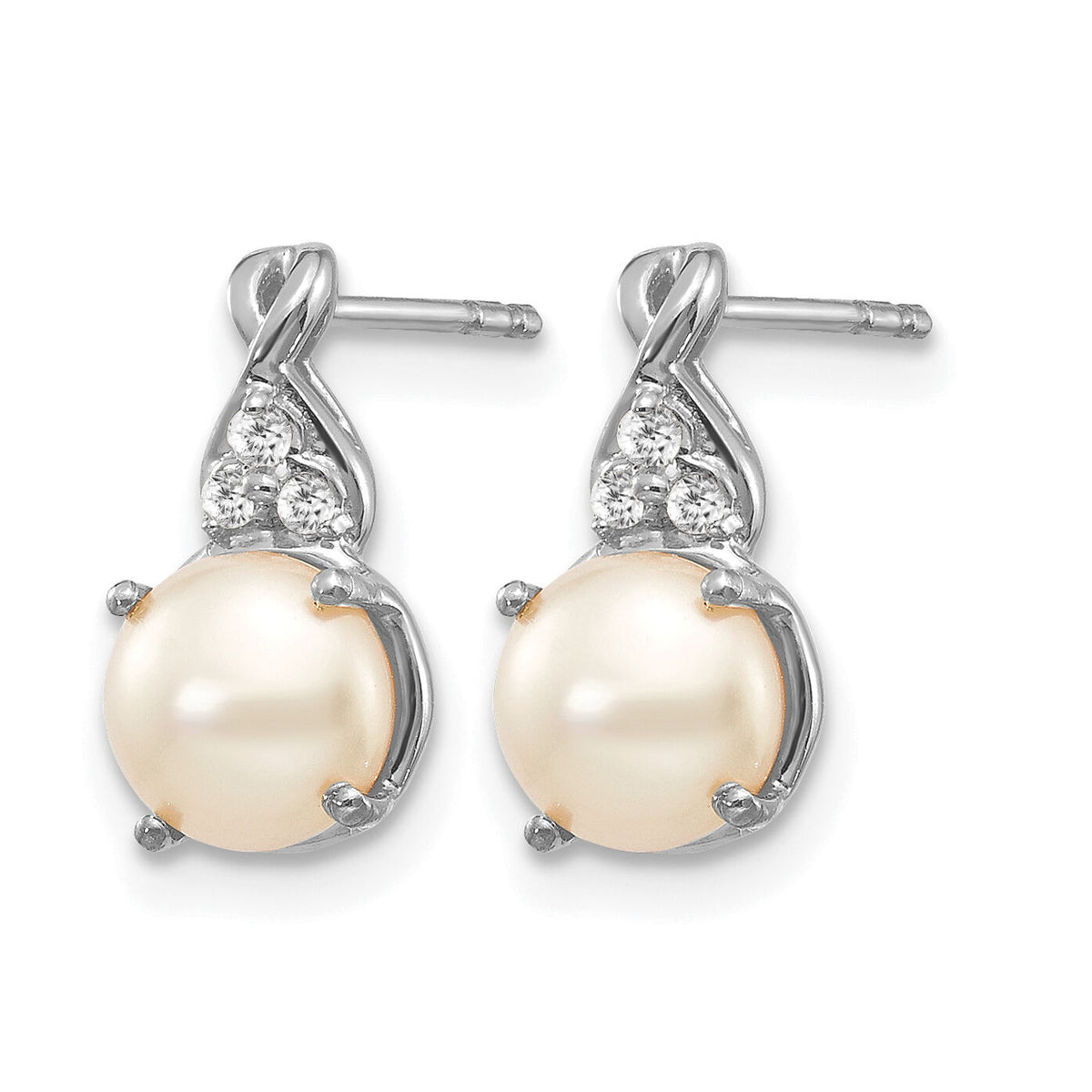 14K White Gold FWC Pearl and Diamond Earrings-EM3625-PL-006-WA