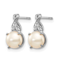 14K White Gold FWC Pearl and Diamond Earrings-EM3625-PL-006-WA