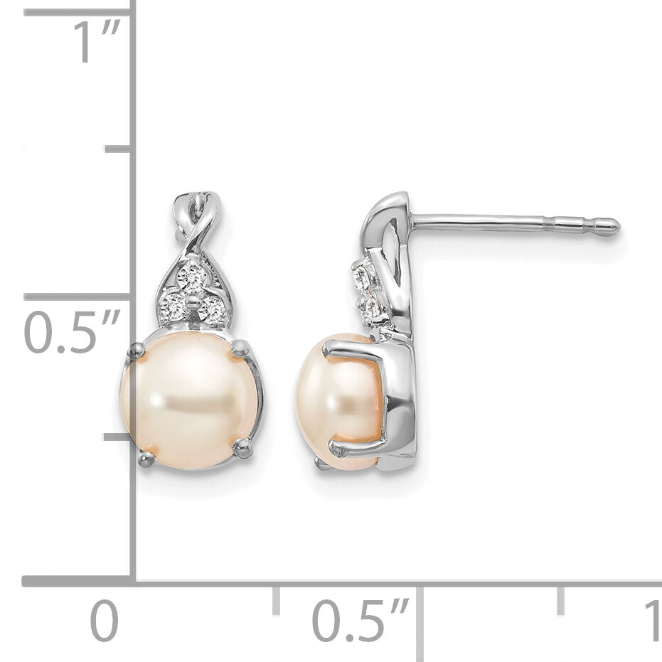 14K White Gold FWC Pearl and Diamond Earrings-EM3625-PL-006-WA