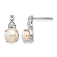 14K White Gold FWC Pearl and Diamond Earrings-EM3625-PL-006-WA
