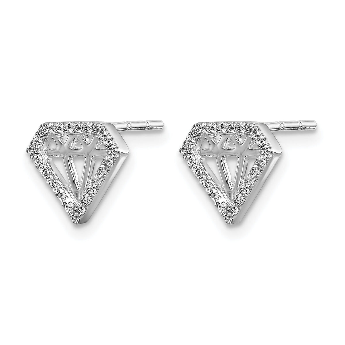 14k White Gold Diamond Gemstone-Shaped Earrings-EM3697-014-WA
