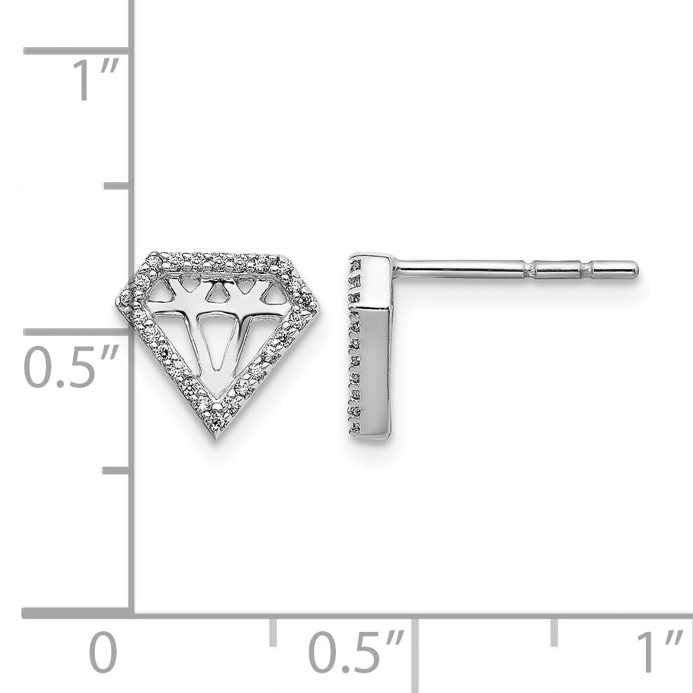 14k White Gold Diamond Gemstone-Shaped Earrings-EM3697-014-WA