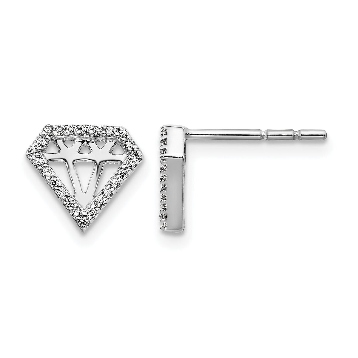 14k White Gold Diamond Gemstone-Shaped Earrings-EM3697-014-WA