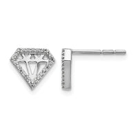 14k White Gold Diamond Gemstone-Shaped Earrings-EM3697-014-WA