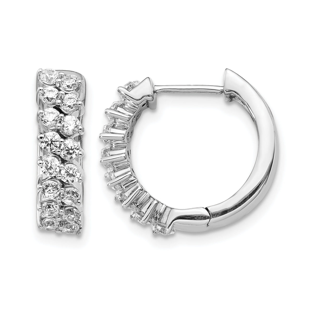 14k White Gold Diamond Hinged Hoop Earrings-EM3717-100-WA