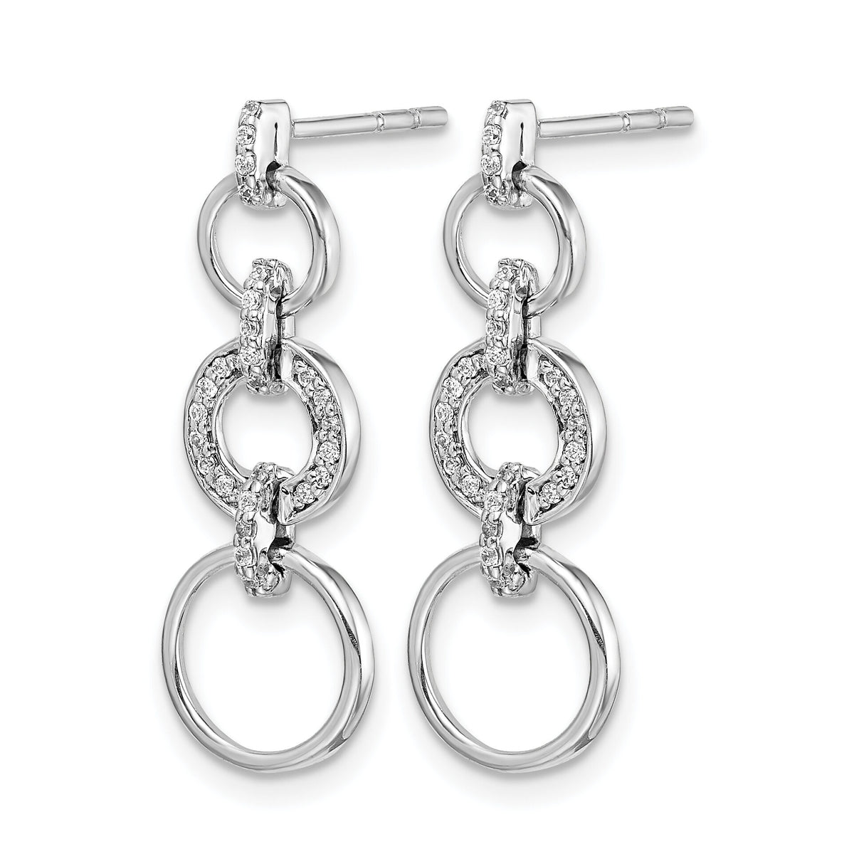 14k White Gold Diamond Fancy Dangle Earrings-EM3719-016-WA