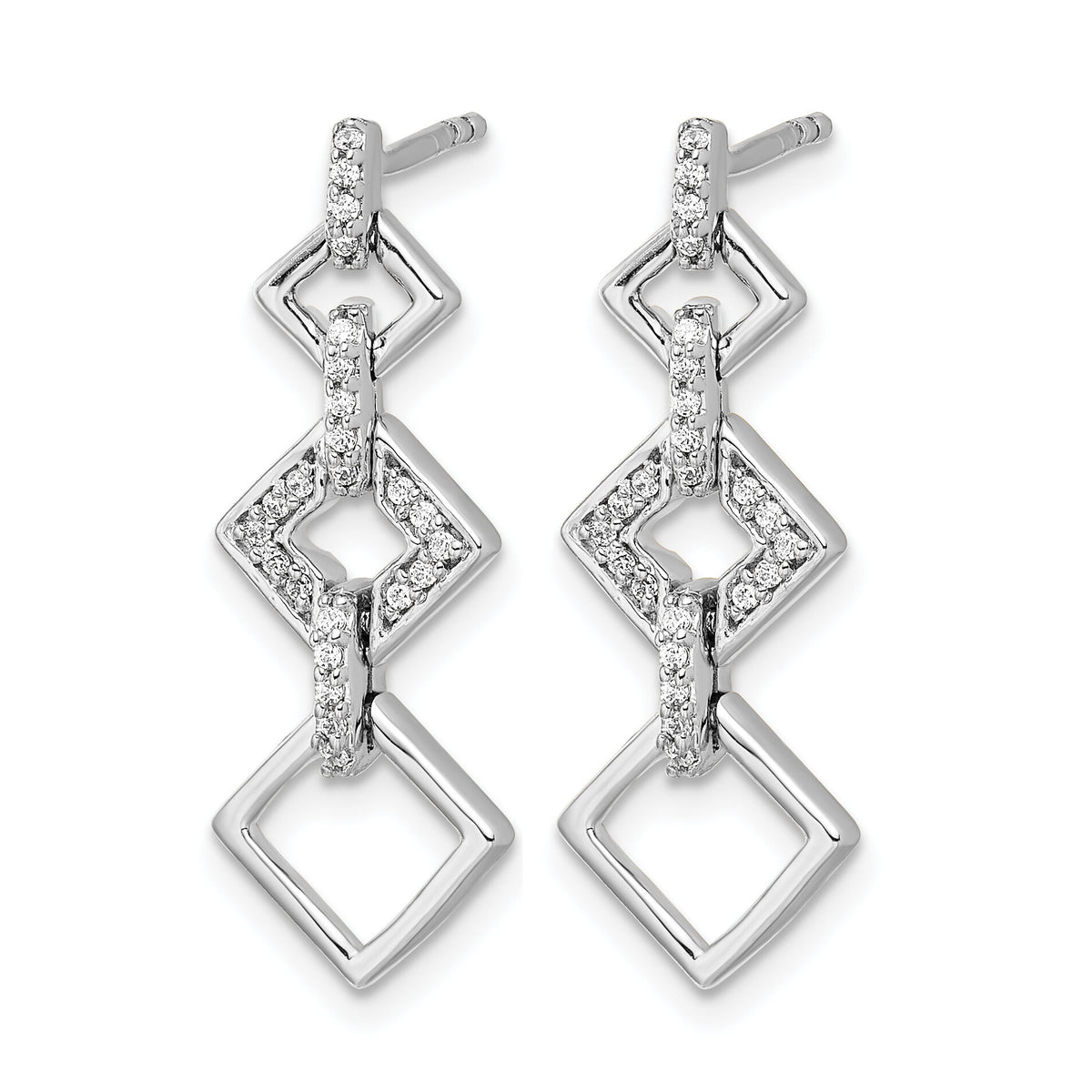 14k White Gold Diamond Fancy Dangle Earrings-EM3720-014-WA
