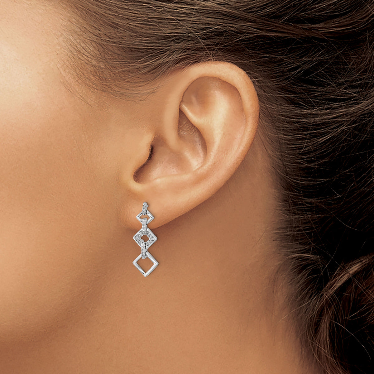14k White Gold Diamond Fancy Dangle Earrings-EM3720-014-WA